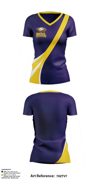 Women's Short Sleeve Vneck Shirt, Bell High School, , Teamtime, Team time, sublimation, custom sports apparel, team uniforms, spirit wear, spiritwear, sports uniforms, custom shirts, team store, custom team store, fundraiser sports, apparel fundraiser