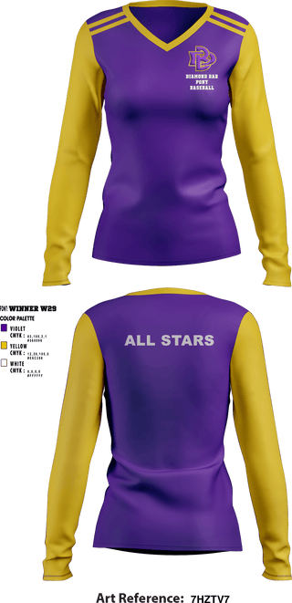 Women's Long Sleeve Vneck Shirt, Diamond Bar Pony Baseball, Baseball, Teamtime, Team time, sublimation, custom sports apparel, team uniforms, spirit wear, spiritwear, sports uniforms, custom shirts, team store, custom team store, fundraiser sports, apparel fundraiser
