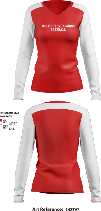 North Sydney Minor Baseball 91022558 Women's Long Sleeve V-neck Shirt - 1