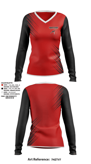 Women's Long Sleeve Vneck Shirt, Hartford Central High School Softball, Softball, Teamtime, Team time, sublimation, custom sports apparel, team uniforms, spirit wear, spiritwear, sports uniforms, custom shirts, team store, custom team store, fundraiser sports, apparel fundraiser