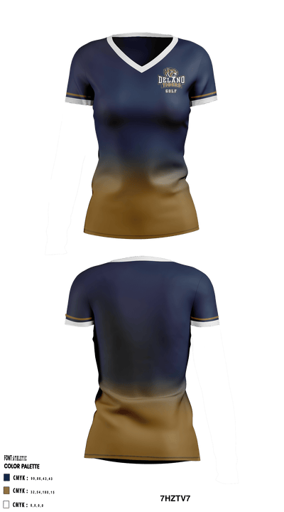 Delano High School Golf 71130151 Women's Short Sleeve V-neck Shirt - 1