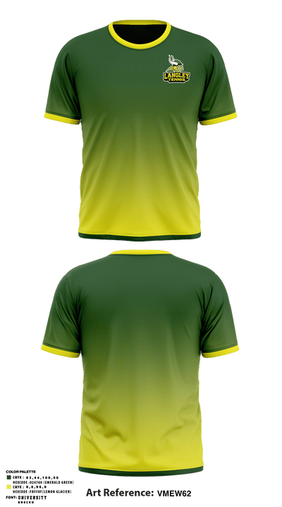 Langley High School Tennis 91712694 Short Sleeve Performance Shirt - 1