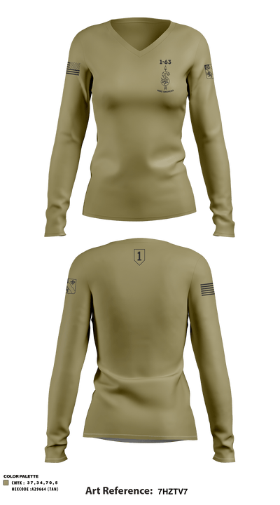 HHC 1-63AR Snipers 84221714 Women's Long Sleeve V-neck Shirt - 4