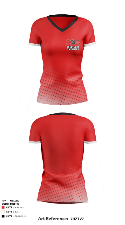 Sharyland High School Swimming 27265437 Women's Short Sleeve V-neck Shirt - 1