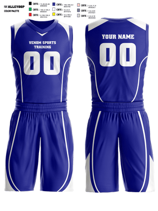 Basketball Uniform, Venom Sports Training, Men's Basketball, Teamtime, Team time, sublimation, custom sports apparel, team uniforms, spirit wear, spiritwear, sports uniforms, custom shirts, team store, custom team store, fundraiser sports, apparel fundraiser