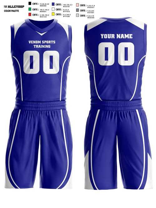 Basketball Uniform, Venom Sports Training, Men's Basketball, Teamtime, Team time, sublimation, custom sports apparel, team uniforms, spirit wear, spiritwear, sports uniforms, custom shirts, team store, custom team store, fundraiser sports, apparel fundraiser