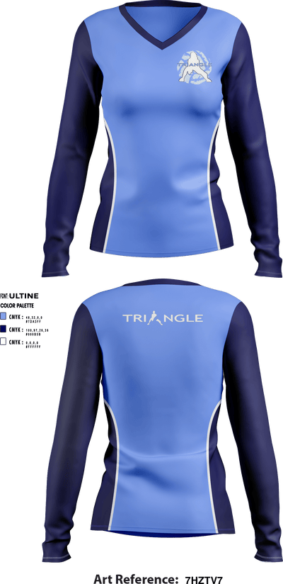 Triangle Volleyball Club 52610257 Women's Long Sleeve V-neck Shirt - 1