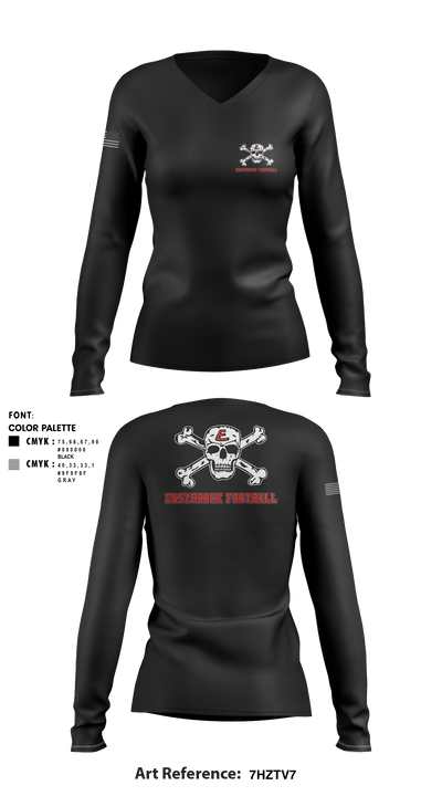 Eastbrook Football 7240333 Women's Long Sleeve V-neck Shirt - 2
