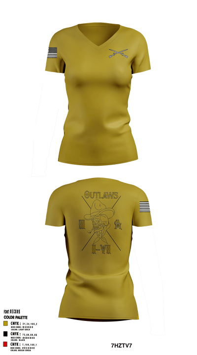 3rd Platoon Outlaws 57777310 Women's Short Sleeve V-neck Shirt - 1