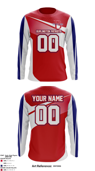 Long Sleeve Performance Shirt, Burlington Patriots, Football, Teamtime, Team time, sublimation, custom sports apparel, team uniforms, spirit wear, spiritwear, sports uniforms, custom shirts, team store, custom team store, fundraiser sports, apparel fundraiser