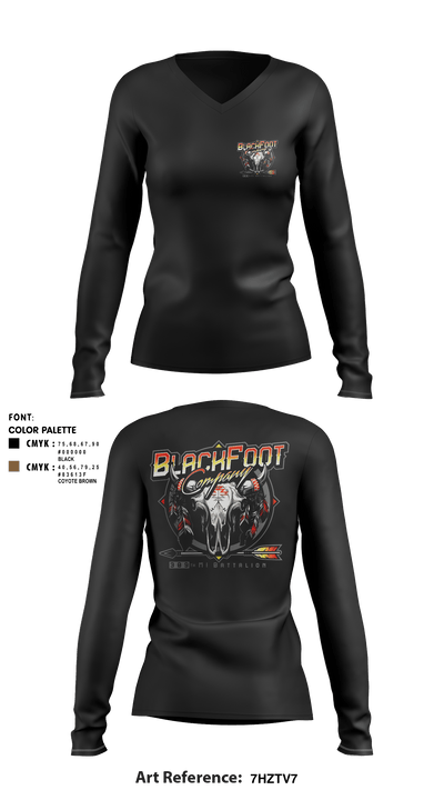 A CO 309th MI BN 40949231 Women's Long Sleeve V-neck Shirt - 3