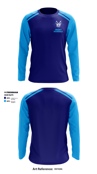Drury High School Baseball 90815515 Long Sleeve Performance Shirt - 1