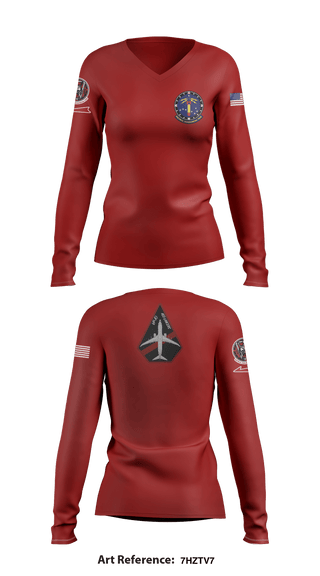 Women's Long Sleeve Vneck Shirt, VP-10 Red Lancers, Navy, Teamtime, Team time, sublimation, custom sports apparel, team uniforms, spirit wear, spiritwear, sports uniforms, custom shirts, team store, custom team store, fundraiser sports, apparel fundraiser