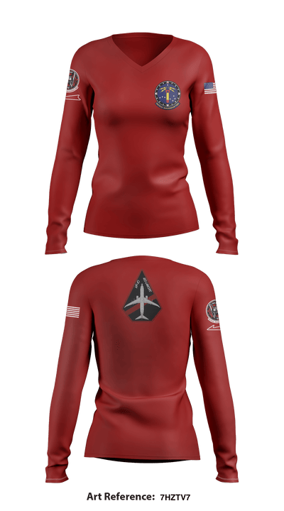 VP-10 Red Lancers 78238419 Women's Long Sleeve V-neck Shirt - 3