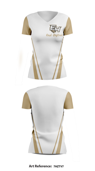 East softball 76153011 Women's Short Sleeve V-neck Shirt - 1