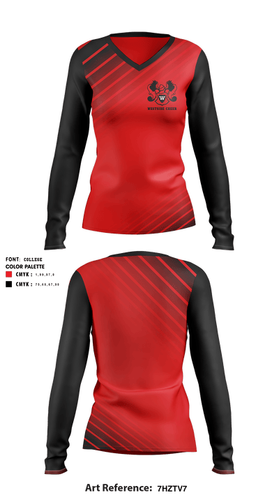 Westside High School Cheer 52034486 Women's Long Sleeve V-neck Shirt - 1