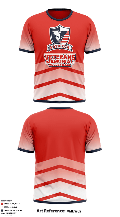 Veterans Memorial high school volleyball 3804885 Short Sleeve Performance Shirt - 1