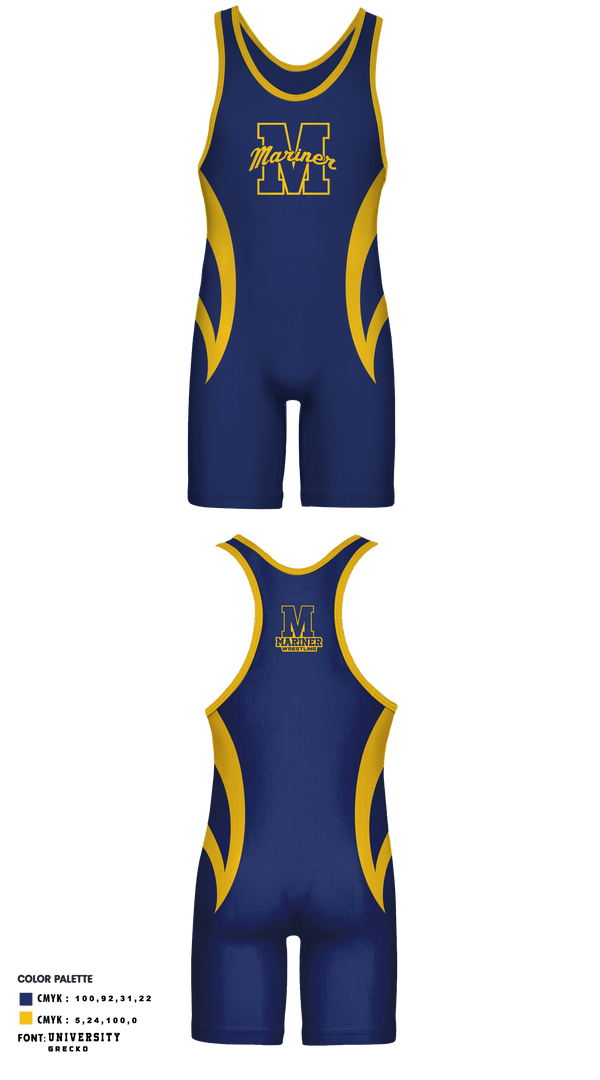 Wrestling Singlet, Mariner High School Wrestling, Wrestling, Teamtime, Team time, sublimation, custom sports apparel, team uniforms, spirit wear, spiritwear, sports uniforms, custom shirts, team store, custom team store, fundraiser sports, apparel fundraiser