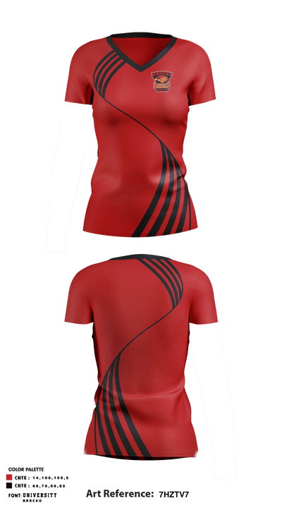 Rossview High School Golf 94027066 Women's Short Sleeve V-neck Shirt - 1