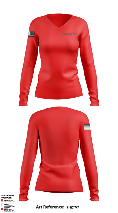 124th Infantry Regiment 39907689 Women's Long Sleeve V-neck Shirt - 1