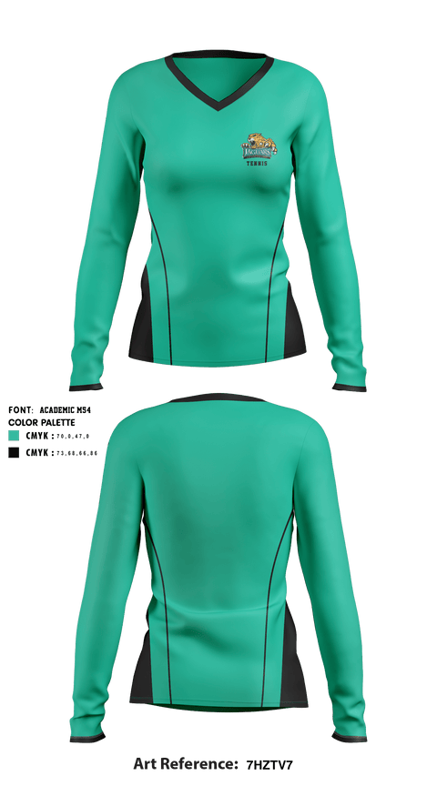 Women's Long Sleeve Vneck Shirt, Glen Allen High School Tennis, Tennis, Teamtime, Team time, sublimation, custom sports apparel, team uniforms, spirit wear, spiritwear, sports uniforms, custom shirts, team store, custom team store, fundraiser sports, apparel fundraiser
