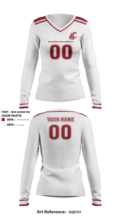 Washington State University Volleyball 5484408 Women's Long Sleeve V-neck Shirt - 2