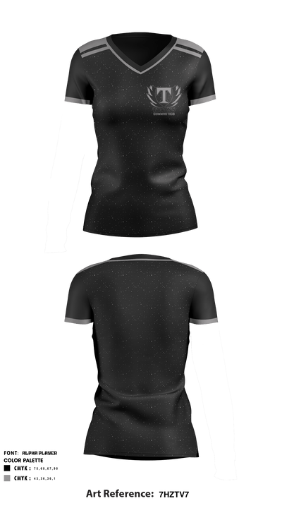 Dominion High School Gymnastics 4525189 Women's Short Sleeve V-neck Shirt - 1