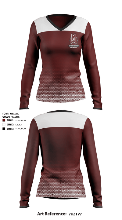 Mount Whitney High School Water Polo 14311413 Women's Long Sleeve V-neck Shirt - 1