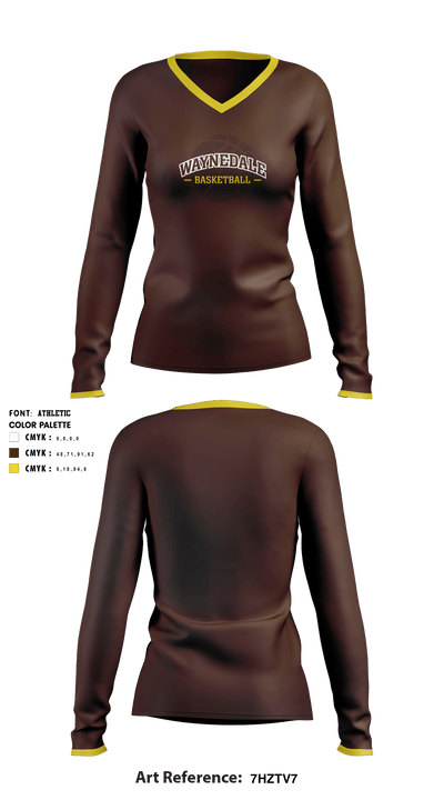 Waynedale High School Basketball 66944110 Women's Long Sleeve V-neck Shirt - 3