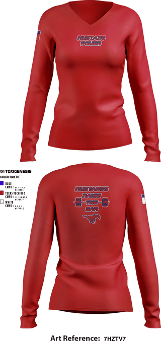 Women's Long Sleeve Vneck Shirt, Nixon Smiley Powerlifting, Spirit Store, Teamtime, Team time, sublimation, custom sports apparel, team uniforms, spirit wear, spiritwear, sports uniforms, custom shirts, team store, custom team store, fundraiser sports, apparel fundraiser