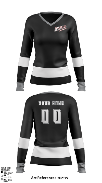 Stealth Softball Org 44677915 Women's Long Sleeve V-neck Shirt - 5