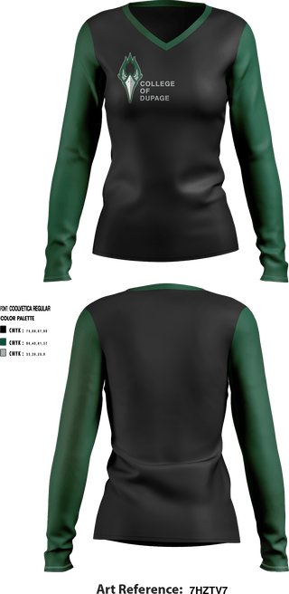 Women's Long Sleeve Vneck Shirt, College of DuPage Alumni, School Spirit Store, Teamtime, Team time, sublimation, custom sports apparel, team uniforms, spirit wear, spiritwear, sports uniforms, custom shirts, team store, custom team store, fundraiser sports, apparel fundraiser