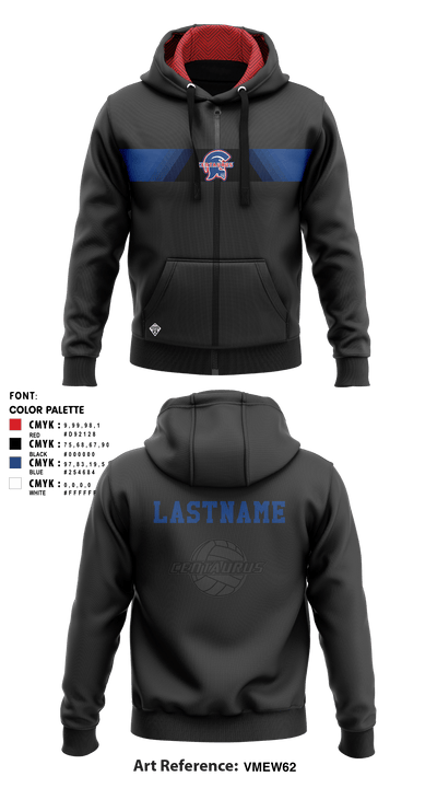 Centaurus HS Warriors Boys Volleyball 69045127 Zip Hoodie - 6