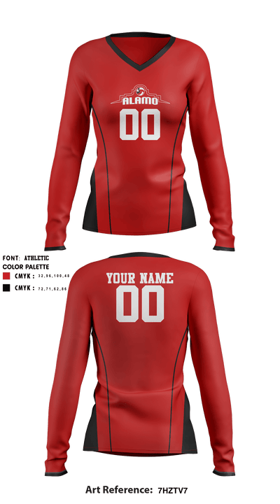 Alamo Volleyball Association 54922653 Women's Long Sleeve V-neck Shirt - 2