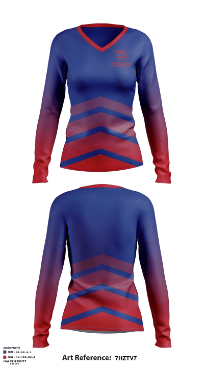 Williamsville South High School Volleyball 5642081 Women's Long Sleeve V-neck Shirt - 1