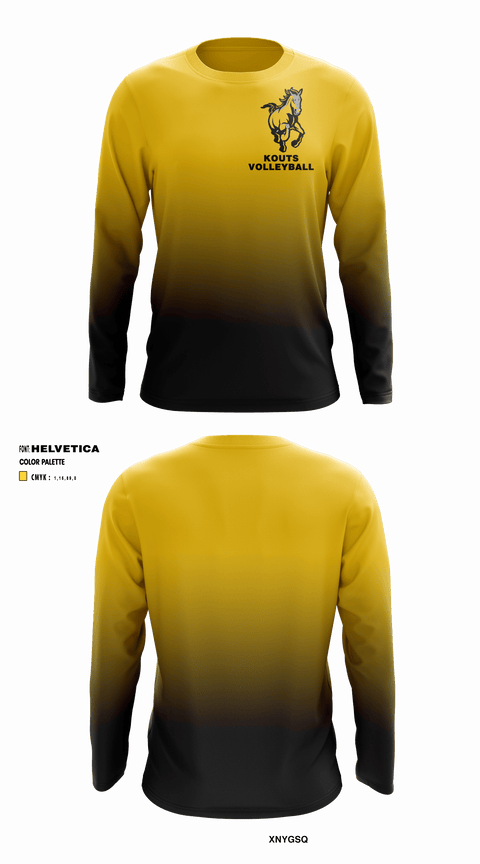 Long Sleeve Performance Shirt, Kouts High School Volleyball, Men's Volleyball, Teamtime, Team time, sublimation, custom sports apparel, team uniforms, spirit wear, spiritwear, sports uniforms, custom shirts, team store, custom team store, fundraiser sports, apparel fundraiser