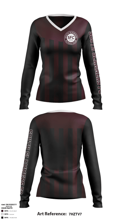 South Slammers FC 54416460 Women's Long Sleeve V-neck Shirt - 1