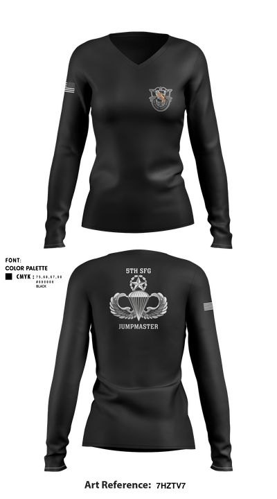 5th Special Forces Group 64398328 Women's Long Sleeve V-neck Shirt - 2