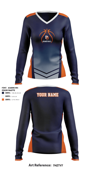 Women's Long Sleeve Vneck Shirt, Poston Butte High School Basketball, Women's Basketball, Teamtime, Team time, sublimation, custom sports apparel, team uniforms, spirit wear, spiritwear, sports uniforms, custom shirts, team store, custom team store, fundraiser sports, apparel fundraiser