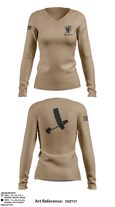 332 AEW / 332 ESFS 20613059 Women's Long Sleeve V-neck Shirt - 1