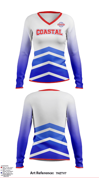 Women's Long Sleeve Vneck Shirt, Coastal Volleyball Club, Women's Volleyball, Teamtime, Team time, sublimation, custom sports apparel, team uniforms, spirit wear, spiritwear, sports uniforms, custom shirts, team store, custom team store, fundraiser sports, apparel fundraiser
