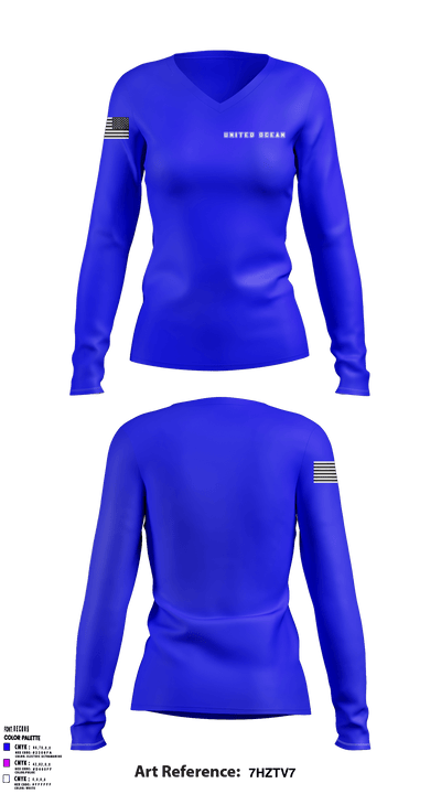 United ocean 61788122 Women's Long Sleeve V-neck Shirt - 1