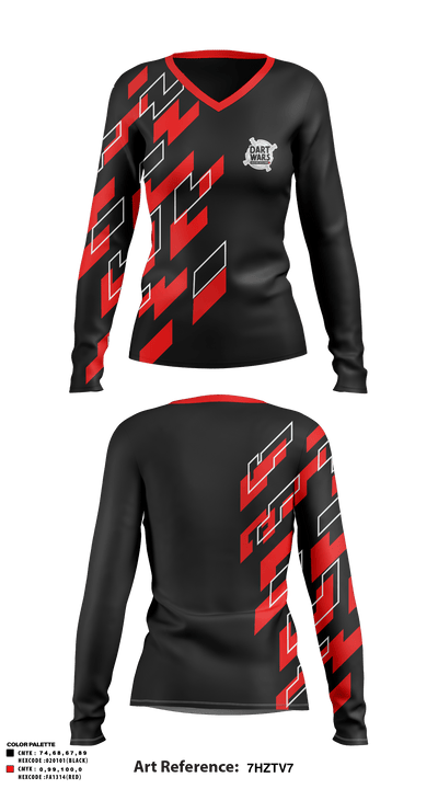 Dart Wars 6777960 Women's Long Sleeve V-neck Shirt - 1