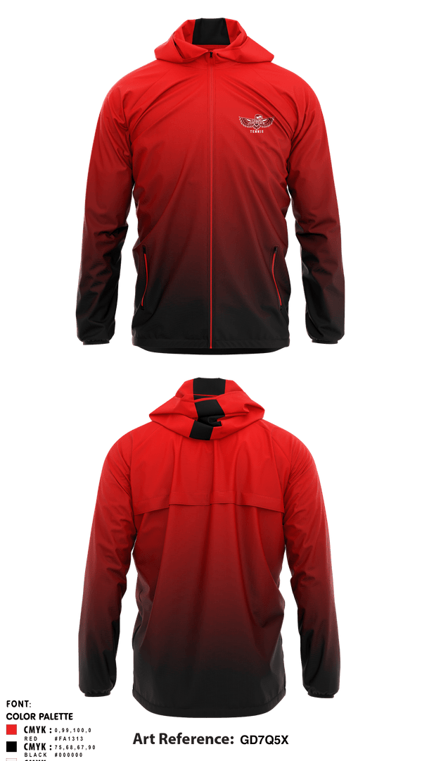 Windbreaker, Renton Redhawks, Tennis, Teamtime, Team time, sublimation, custom sports apparel, team uniforms, spirit wear, spiritwear, sports uniforms, custom shirts, team store, custom team store, fundraiser sports, apparel fundraiser