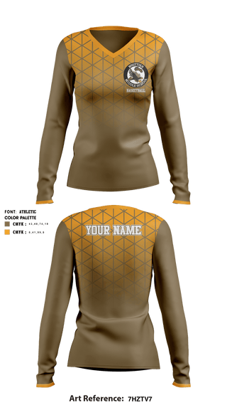 Women's Long Sleeve Vneck Shirt, Whittier Middle School Basketball, Women's Basketball, Teamtime, Team time, sublimation, custom sports apparel, team uniforms, spirit wear, spiritwear, sports uniforms, custom shirts, team store, custom team store, fundraiser sports, apparel fundraiser