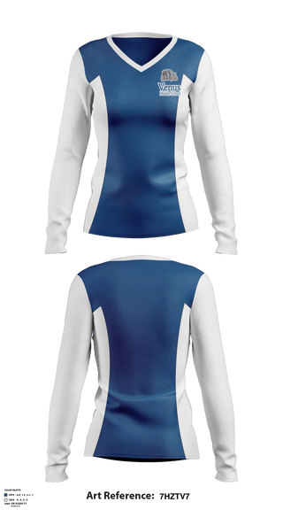 Women's Long Sleeve Vneck Shirt, Venus Middle School Cheer, School Spirit Store, Teamtime, Team time, sublimation, custom sports apparel, team uniforms, spirit wear, spiritwear, sports uniforms, custom shirts, team store, custom team store, fundraiser sports, apparel fundraiser