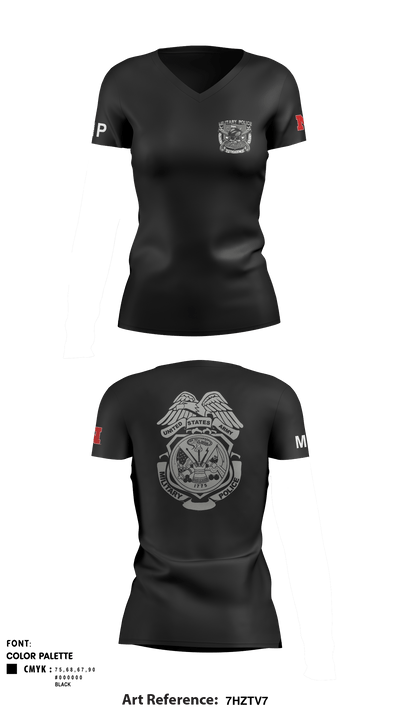 1057th MP CO. 88683040 Women's Short Sleeve V-neck Shirt - 1