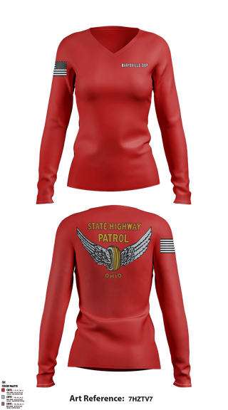 Women's Long Sleeve Vneck Shirt, , Police, Teamtime, Team time, sublimation, custom sports apparel, team uniforms, spirit wear, spiritwear, sports uniforms, custom shirts, team store, custom team store, fundraiser sports, apparel fundraiser