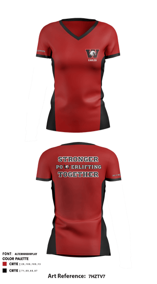 Women's Short Sleeve Vneck Shirt, Wheeler Attendance Center - Powerlifting, Spirit Store, Teamtime, Team time, sublimation, custom sports apparel, team uniforms, spirit wear, spiritwear, sports uniforms, custom shirts, team store, custom team store, fundraiser sports, apparel fundraiser