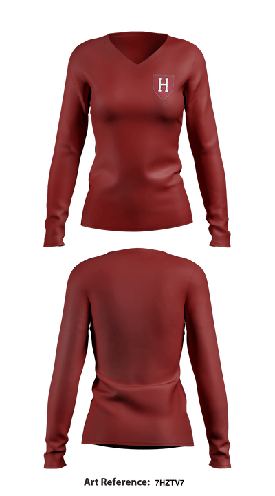 Harvard University Soccer 30051693 Women's Long Sleeve V-neck Shirt - 1